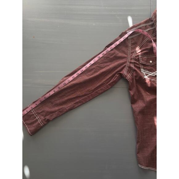 Pearl Snap Buckle Black Embroidered Western Button Down Skirt Size Med Burgundy - Picture 6 of 11